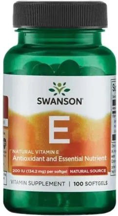 Пищевая добавка Swanson Натуральный витамин Е 200 МЕ 100 капсул (87614011363)