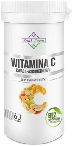 Харчова добавка Soul Farm Вітамін C L-аскорбінова кислота 60 капсул (5902706731637)
