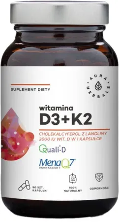 Пищевая добавка Aura Herbals Витамин D3 2000 капсул2 90 капсул (5902479612430)