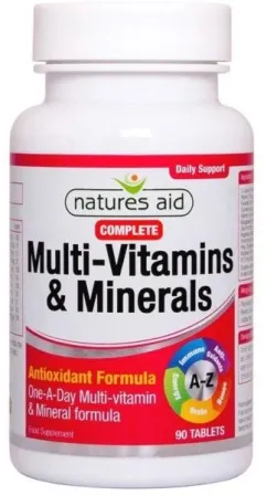 Пищевая добавка Комплекс минеральных витаминов и минералов Natures Aid 90 таблеток (5023652670907)