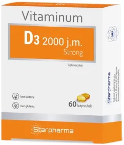 Пищевая добавка Starpharma Витамин D3 2000 JM Strong 30 капсул (5906874986936)