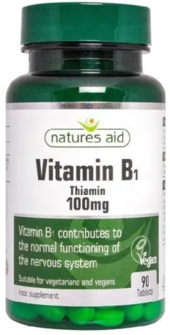 Добавка пищевая Natures Aid Витамин B1 100 мг 90 таблеток (5023652277090)
