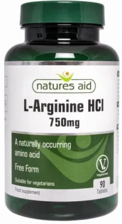 Пищевая добавка Natures Aid L-аргинин Hcl 90 таблеток (5023652322097)