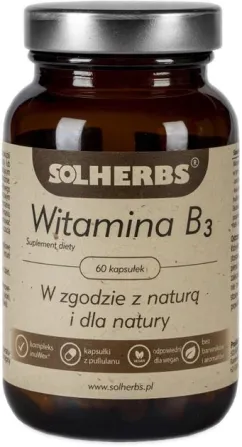 Харчова добавка Solherbs Вітамін B3 60 капсул Ніацин (5908224731012)
