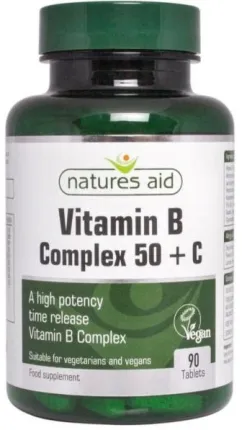 Пищевая добавка Natures Aid Комплекс витаминов группы В + витамин С 90 таблеток (5023652280908)
