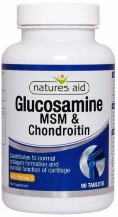 Харчова добавка Natures Aid Glucosamine MSM Chondroitin 90 таблеток (5023652202092)