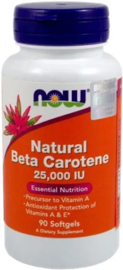 Харчова добавка Now Foods Бета-каротин натуральний 90 капсул (733739003201)