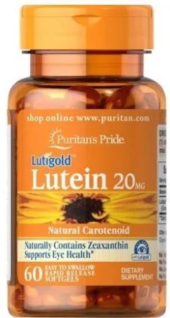 Харчова добавка Puritans Pride Lutein 20 мг 60 капсул для зору (74312149016)