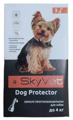 Краплі SkyVet Дог Протектор протипаразитарні для собак до 4 кг, 0.6 мл № 3 (АА0018309)