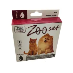 Капли ZOOset противопаразитарные для собак и кошек от 2 до 10 кг поп. 0,8 мл №4 (АА0018335)