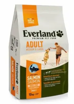 Корм Everland для собак с чутл. пищеварением среди. и вел. пород с лососем 10 кг (27978)