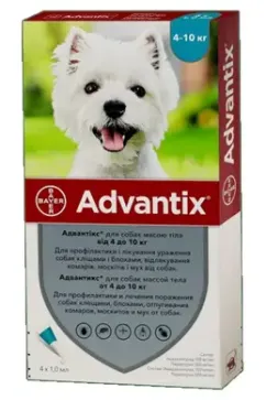 Капли Bayer Адвантикс Инсектоак. для собак 4-10кг поп. №4 (4007221037279)