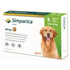 Таблетки Zoetis Симпарика 80 мг от блох и клещей для собак 20-40кг таб №3 (4670025270069)