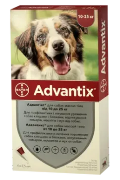 Краплі Bayer Адвантікс інсектоак. для собак 10-25кг піп. №4 (4007221037293)