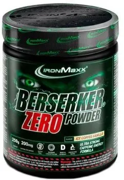Передтренувальний комплекс IronMaxx Berserker Zero Powder 250 г (банка) Ванильный кофе со льдом (4260426838809)