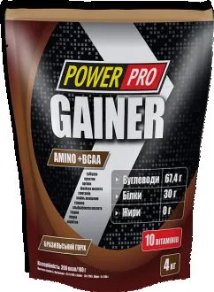 Гейнер Power Pro Gainer 4 кг бразильский орех (4820214004153)