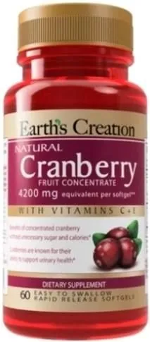 Натуральна добавка Earth's Creation Cranberry 4200mg(Fruit Concentrate) 60 софт гель (608786003750)
