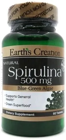 Натуральная добавка Earth's Creation Spirulina 500 mg 60 таб (608786007024)