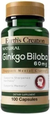 Натуральна добавка Earth's Creation Ginkgo Biloba 60 mg 100 капс (608786009301)