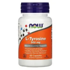 Аминокислоты Now Foods L-Tyrosine 500 мг 60 капсул (733739001603)