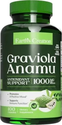 Натуральная добавка Earth's Creation Graviola Anamu 1000mg 100 капс (608786005808)