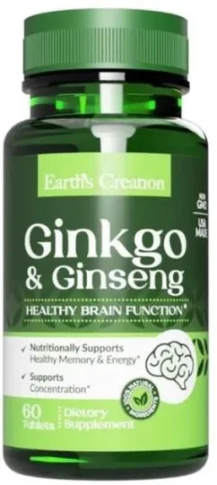 Натуральна добавка Earth's Creation Ginkgo and Ginseng 60 таб (608786009325)