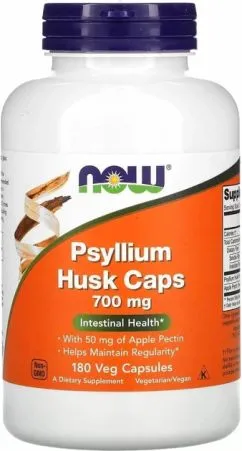 Натуральна добавка Now Foods Psyllium Husk 700 мг + pectin 180 веган капс (733739059734)