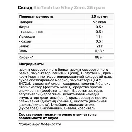 Протеин Biotech IsoWhey Zero Natural Lactose Free 25 г Ваниль-корица (5999076237180) - фото №4