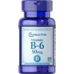 Вітамін В6 Puritan's Pride Vitamin B-6 (Pyridoxine Hydrochloride) 50 мг 100 таблеток (074312111600)