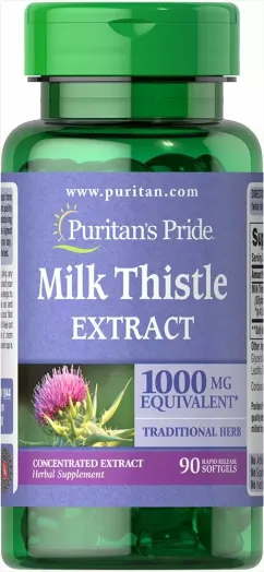 Вітаміни Puritan's Pride Milk Thistle 4:1 Extract 1000 мг 90 капсул (5715)