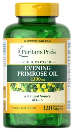 Натуральна добавка Puritan's Pride Evening Primrose Oil 1300 мг with GLA 120 капсул (20974)