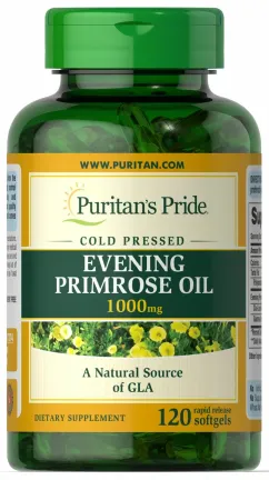 Натуральна добавка Puritan's Pride Evening Primrose Oil 1000 мг with GLA 120 капсул (13151)