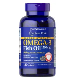 Жирні кислоти Puritan's Pride Double Strength Omega-3 Fish Oil 1200 мг/600 мг 180 капсул (6212)