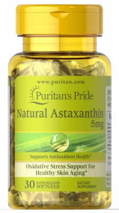 Натуральная добавка Puritan's Pride Natural Astaxanthin 5 мг 30 капсул (11613)