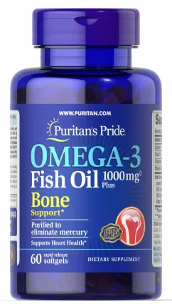 Жирні кислоти Puritan's Pride Omega 3 1000 мг + Bone 60 капсул (11401)