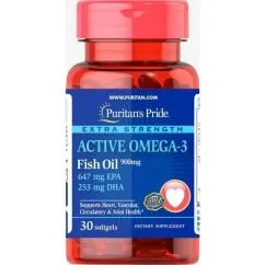 Жирные кислоты Puritan's Pride Active Omega-3 Extra Strength 900 мг 30 капсул (9826)