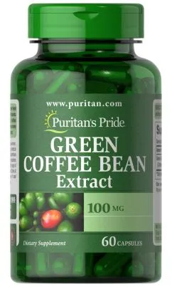 Натуральна добавка Puritan's Pride Green Coffee bean Extract 100 мг 60 капсул (18754)