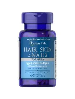 Натуральная добавка Puritan's Pride Hair Skin and Nails Formula Type 1 and 3 Collagen 60 капсул (6201)