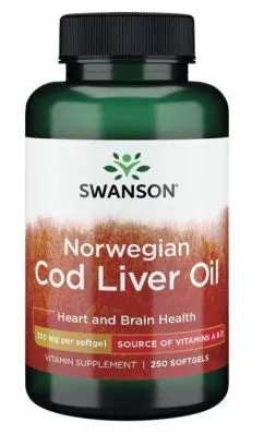 Натуральна добавка Swanson Norwegian Cod Liver Oil 350 мг 250 капсул (23904)
