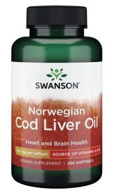 Натуральная добавка Swanson Norwegian Cod Liver Oil 350 мг 250 капсул (23904)