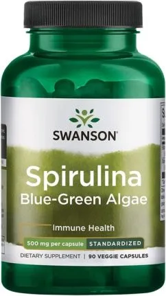 Натуральна добавка Swanson Spirulina Blue-Green Alhae 500 мг 90 капсул (22143)