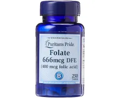 Вітаміни Puritan's Pride Folate 666 мкг DFE Folic Acid 400 мкг 250 таб (21318)