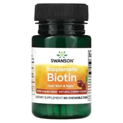 Вітаміни Swanson Biotin 5000 мкг 60 таб Cherry Flavor (23710)