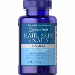 Натуральна добавка Puritan's Pride Hair Skin and Nails Formula Type 1 and 3 Collagen 120 капсул (6200)