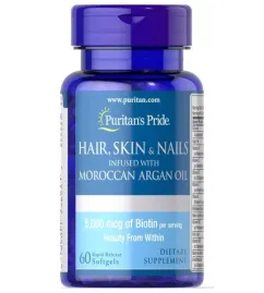Натуральна добавка Puritan's Pride Hair Skin Nails infused with Moroccan Argan Oil 60 капсул (10737)