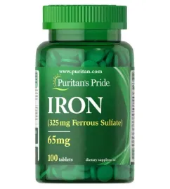 Мінерал Puritan's Pride Iron Ferrous Sulfate 65 мг 100 таб (13478)