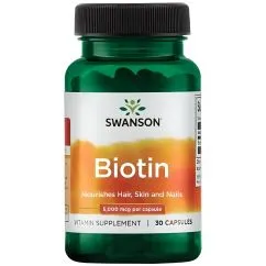 Натуральная добавка Swanson Biotin 5000 мкг 30 капсул (20174)