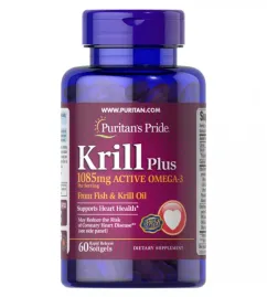 Жирные кислоты Puritan's Pride Krill Plus 1085 мг Active Omega 3 60 капсул (10175)