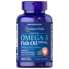 Жирні кислоти Puritan's Pride Omega-3 Fish Oil Coated 400 мг 60 капсул (5704)