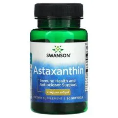 Натуральна добавка Swanson Astaxanthin 4 мг 60 капсул (20608)